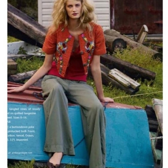 Anthropologie Hei Hei Wide Leg Olive Pant SZ 14 - Picture 1 of 9